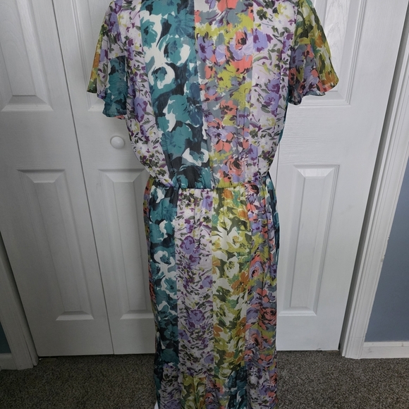 Floral Multicolor Wrap Dress - Picture 3 of 3